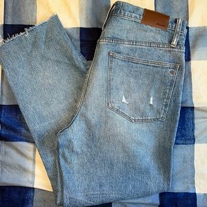 Madewell jeans classic straight jeans Sz 30 in distressed step hem